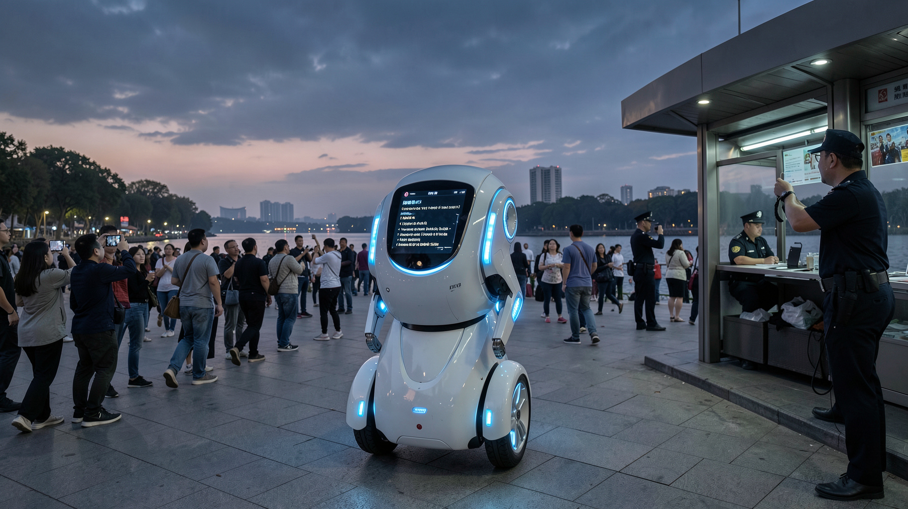 杭州で進む警備ロボット実用化、観光地での24時間巡回が示す治安維持の未来を表すイメージ画像
